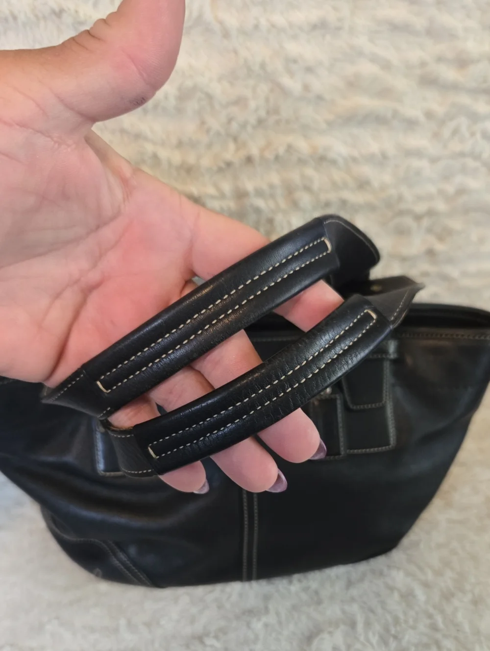 Coach Black Leather Shoulder Bag with Silver Hardware